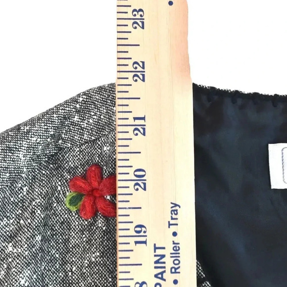 Foxcroft Womens Gray Wool Blend XL V Neck Sweater Vest Christmas Teacher Flower - Picture 7 of 10